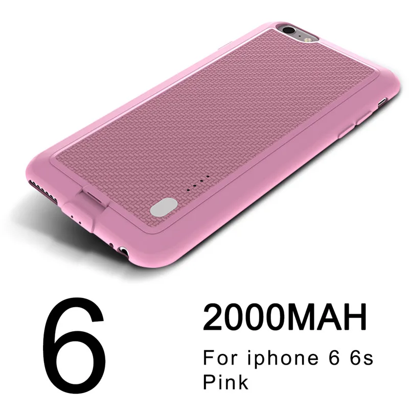 Чехол ROCK Battery для iPhone 7, 6, 6S X, внешний аккумулятор, чехол для iPhone X, 6000 мА/ч, зарядное устройство, задняя крышка, чехол - Цвет: 2000mAh Pink1  for 6