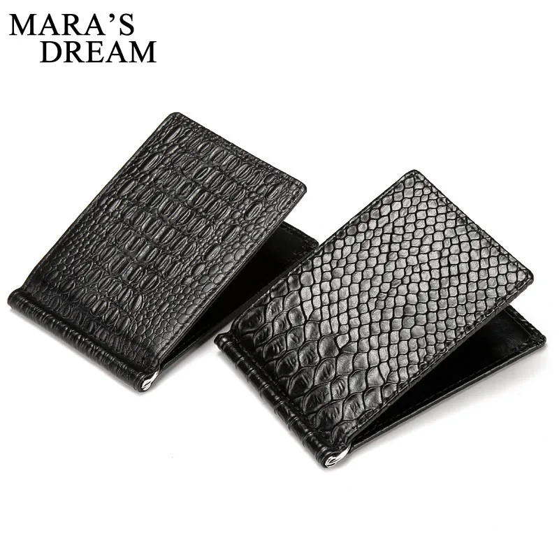 Мужской тонкий кошелек Mara's Dream с зажимом для денег однотонный аллигатора