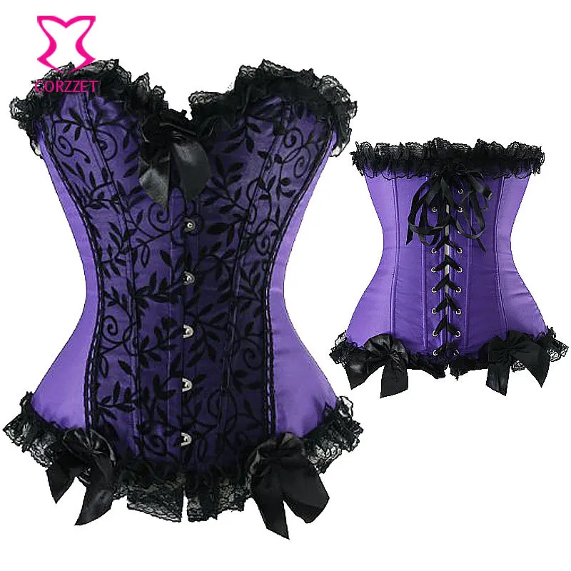 Корсет Corzzet в готическом стиле атласный и кружевной корсет со стальными