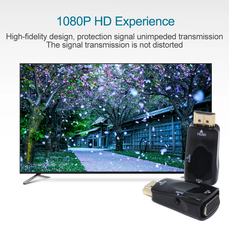 HDMI VGA адаптер мужчин к Аудио Кабель аудио конвертер Экран расширение PC для