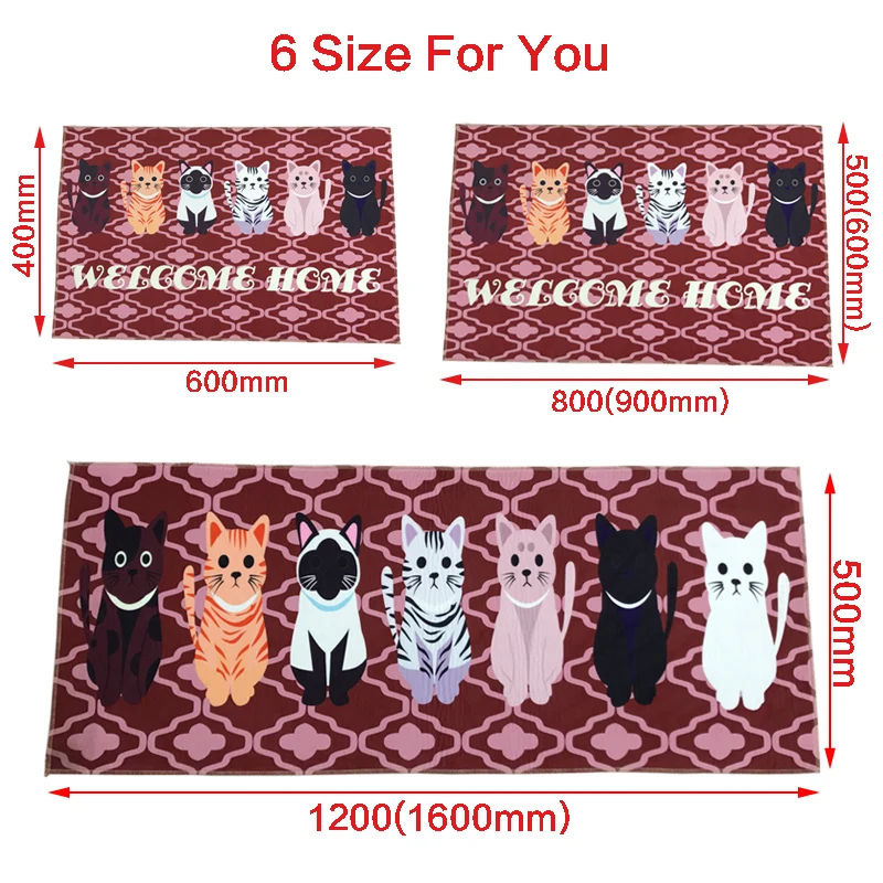 Добро пожаловать коврики животные милый кот принт ванная комната кухня двери