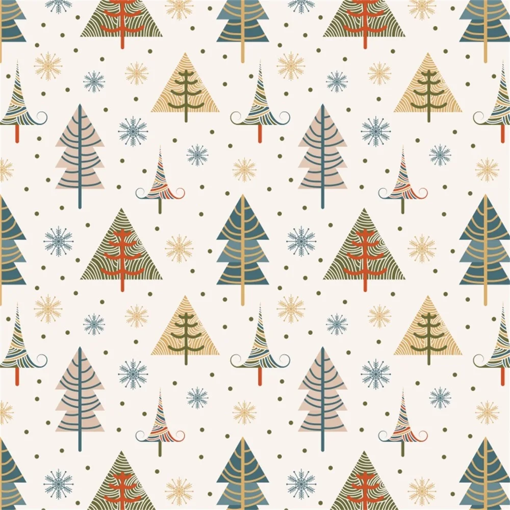 Laeacco Cartoon Pine Tree Snowflake Pattern Children Photography Backgrounds Customized Photographic Backdrops For Photo Studio |