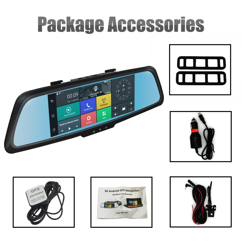 Maustor 3G заднего вида Камера зеркало видеорегистратор Android GPS навигации wi-fi тире Cam