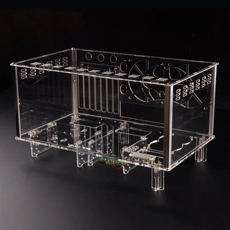 QDIY PC D779X красочные горизонтальные ATX акриловый прозрачный Настольный ПК водяного