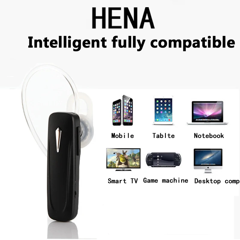 HENA Универсальный мини беспроводной Bluetooth наушники ушные крючки телефон