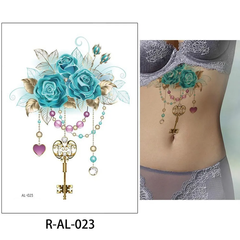 R-AL-023 Glaryyears 1 шт. 15*21 см Горячая цветок Макияж груди временная татуировка наклейка поддельные тату флеш-тату водонепроницаемый сексуальный боди-арт женский - Цвет: R-AL-023