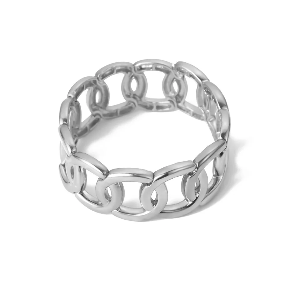 Silver IngeSight. Z винтажные геометрические эластичные браслеты, браслеты на запястье, цепочка, очаровательные браслеты для рук для женщин, ювелирные аксессуары, подарок - Окраска металла: Silver