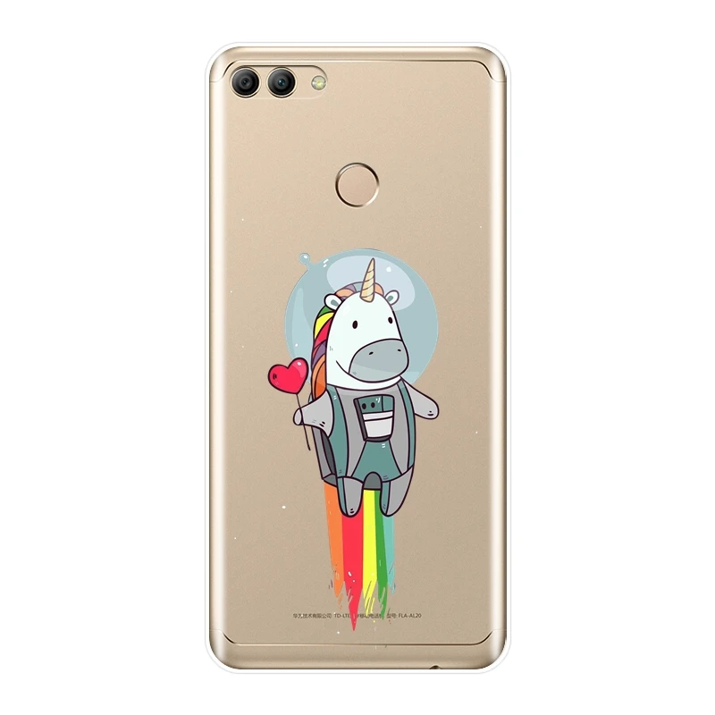 Мягкий силиконовый чехол Kawaii Unicorn Для Huawei Y3 Y5 Y6 II Y7 Pro задняя крышка для Prime 2017 2018 Y9