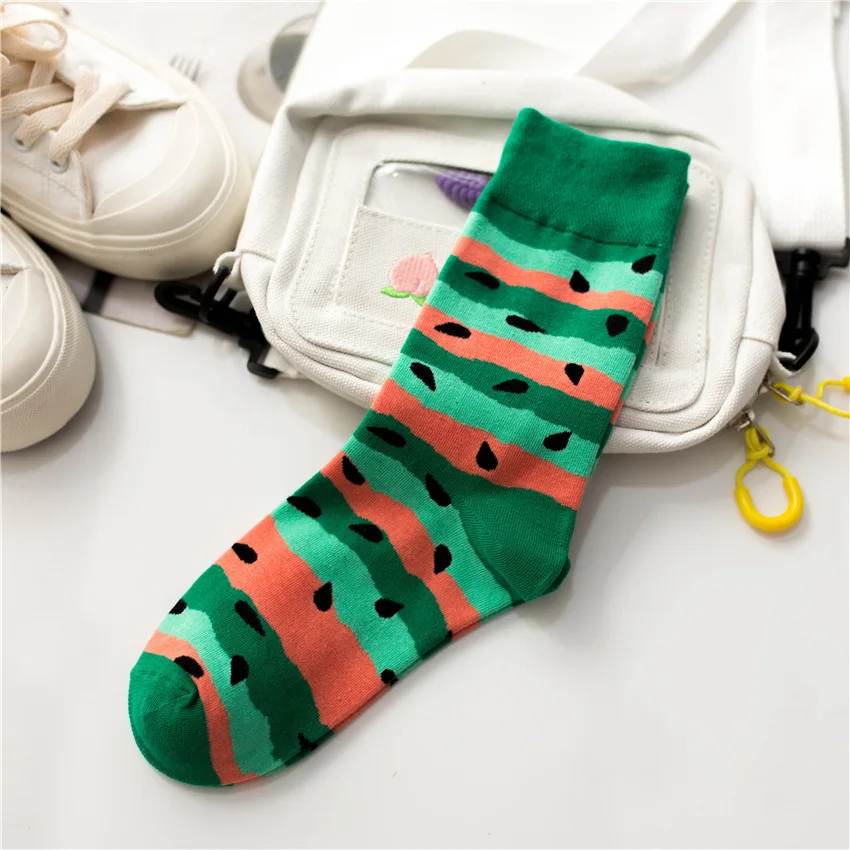 2 New Unisex Men Women Art Painting Fruit Socks Cotton Fashion Socks Winter Warm Crew Socks Harajuku Funny Socks Cute High Hosiery - Цвет: 2