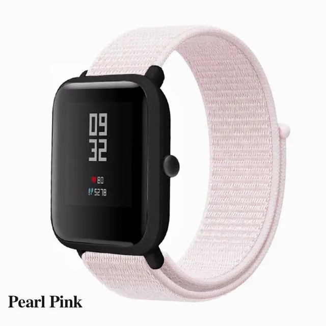 Rose pink Нейлоновый тканый ремешок для Xiaomi Amazfit ремешок Bip ремешок для часов Huami Amazfit Bip BIT PACE Lite Молодежные умные часы браслет - Цвет: Rose pink