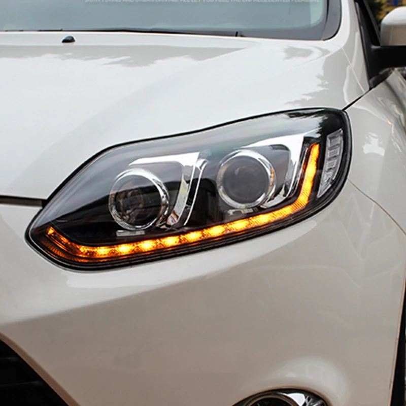 

Светильник онари s для ford focus 2012 2014 Q5, биксеноновые линзы + светодиодные направляющие DRL + H7 HID, набор для стайлинга автомобиля светодиодный фар...