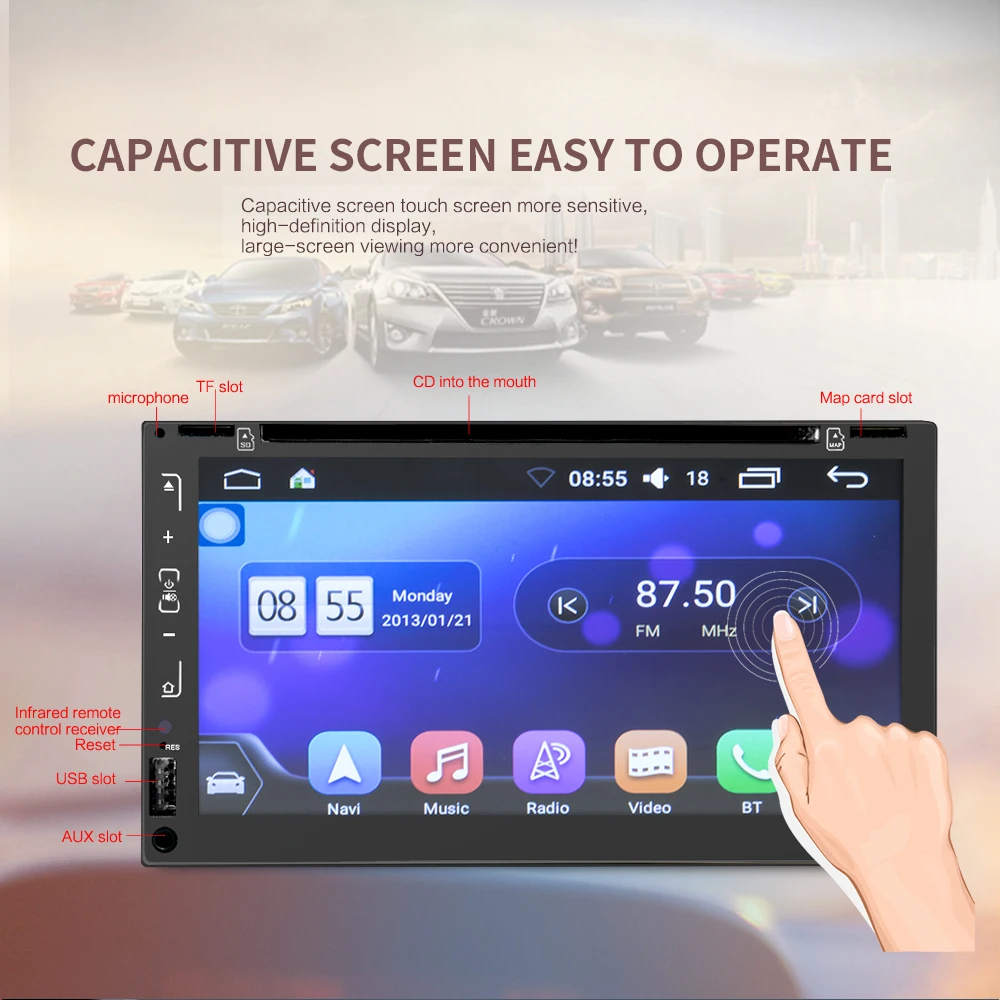 HEVXM Android автомобильное радио 2 Din Авторадио GPS навигация 6 95 дюймов DVD плеер