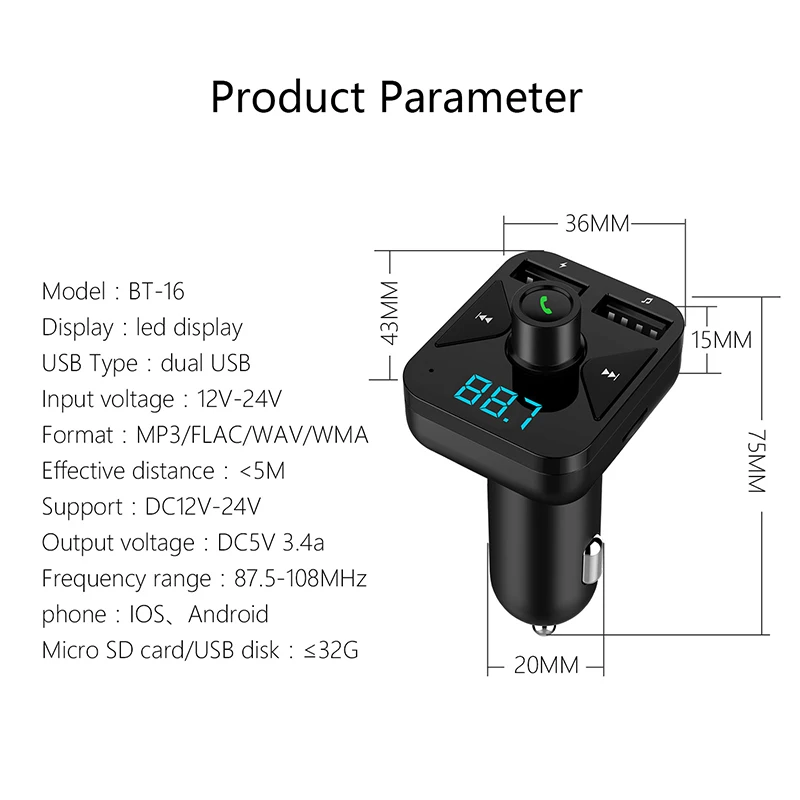Автомобильный MP3-плеер, прикуриватель, USB, Bluetooth, fm-передатчик, телефон, гарнитура, зарядное устройство, радио, комплект, беспроводной, двойной, авто аксессуары