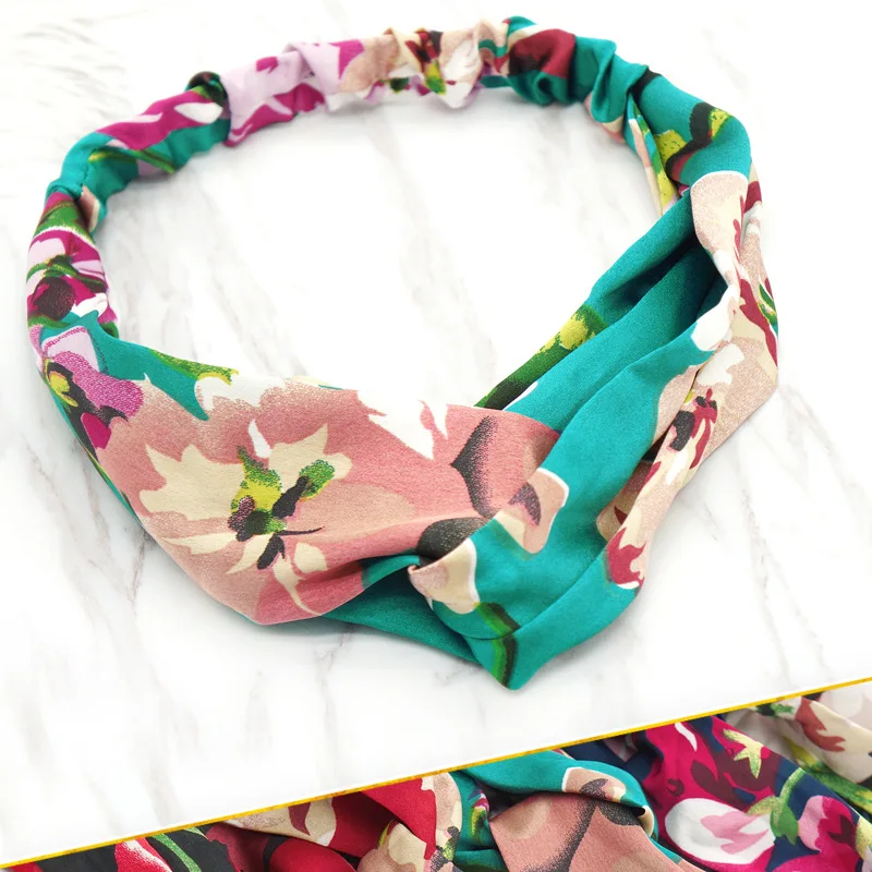 Женские летние богемные повязки для волос с принтом на голову Ретро тюрбан узлом