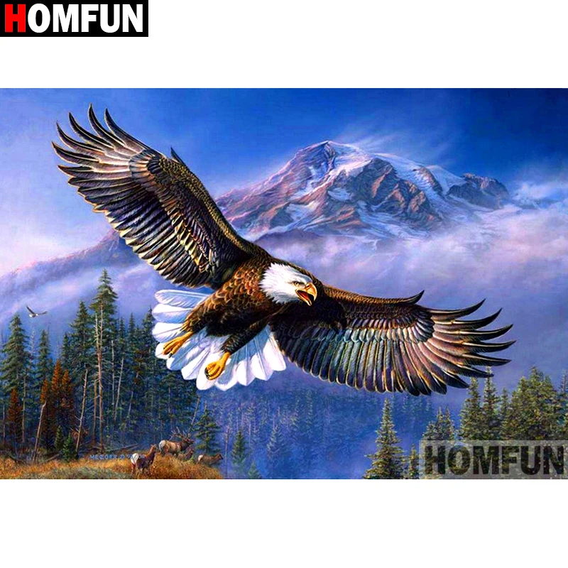 HOMFUN Алмазная вышивка крестиком "Животные Орел пейзаж" полная кристальная