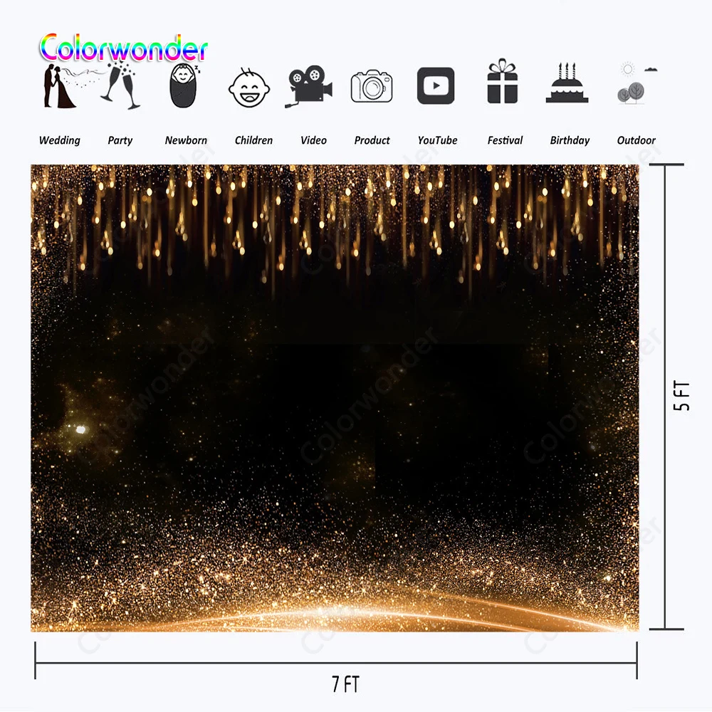 Фон для фотосъемки Фоны Золотой горошек с порошковым 7x5ft черный звездное небо
