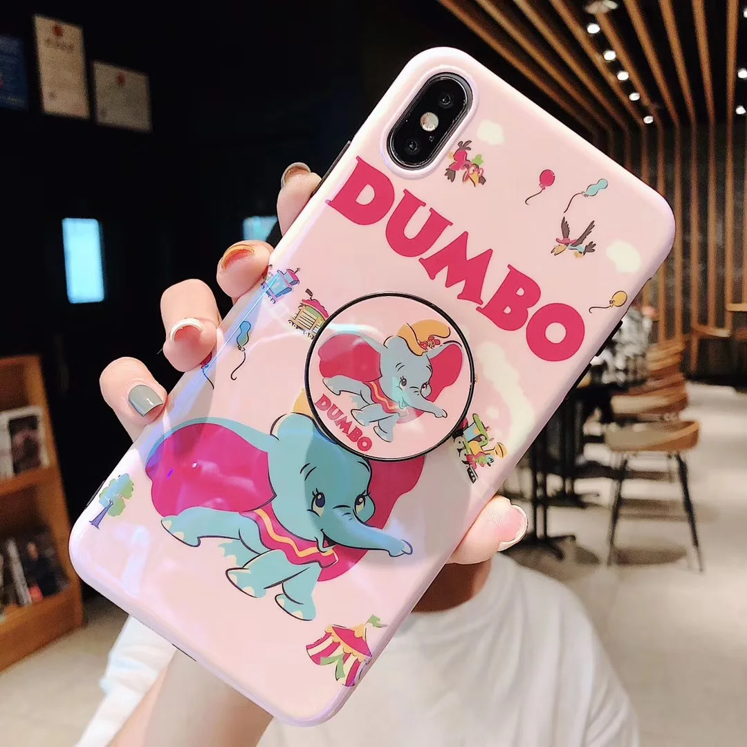 Lovely cartoon anime Couple Dumbo Elephant phone case For iphone Xs MAX XR X 6 6s 7 8 plus Blu-ray Silicone back cover Fundas |