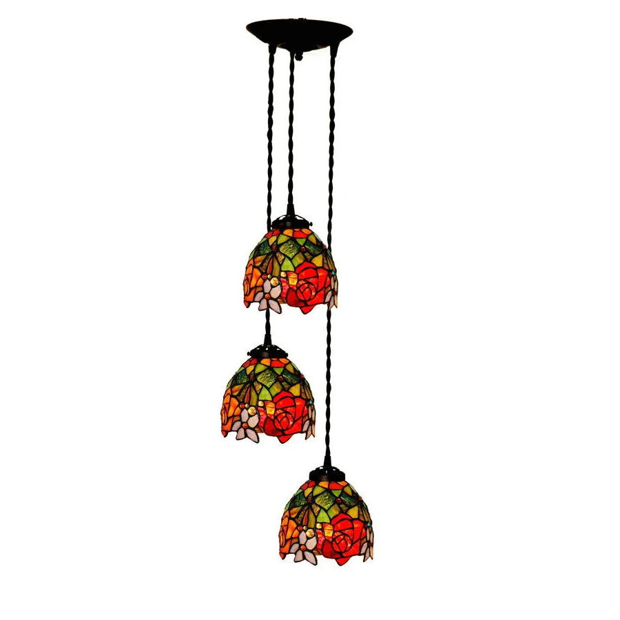 Винтажная Витражная лампа Tiffanylamp в стиле ретро для ресторана столовой люстра с