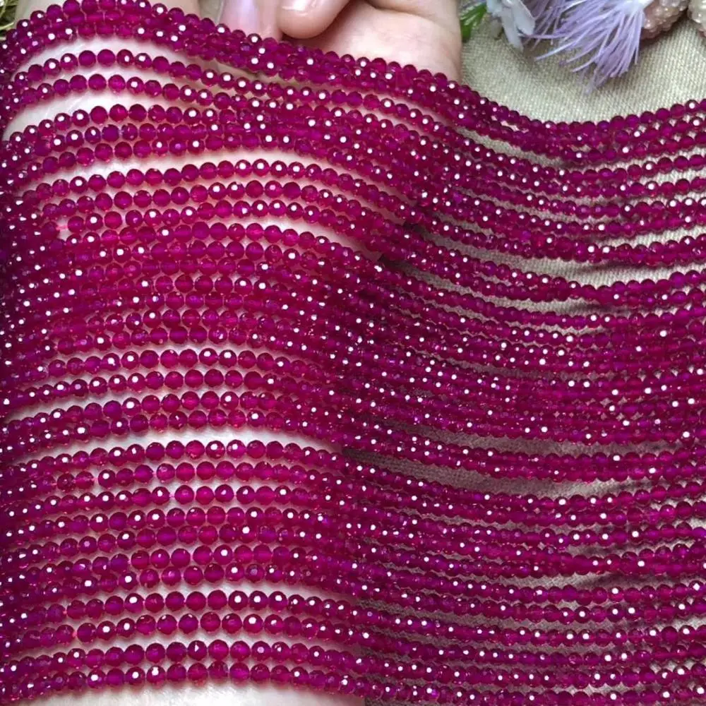 Круглые граненые шарики из натуральной Красной шпинели 3 мм 14 дюймов для