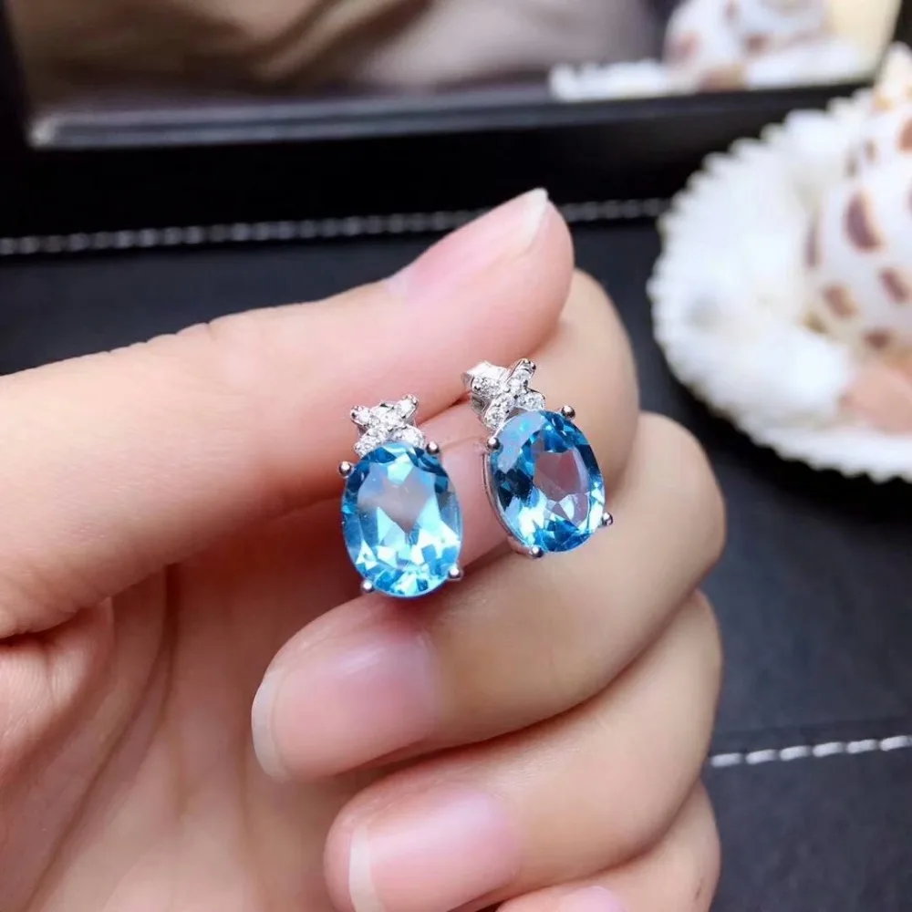 Shilovem 925 стерлингового серебра Природный Голубой топаз серьги капли воды fine Jewelry Новая женской tfe060801agb