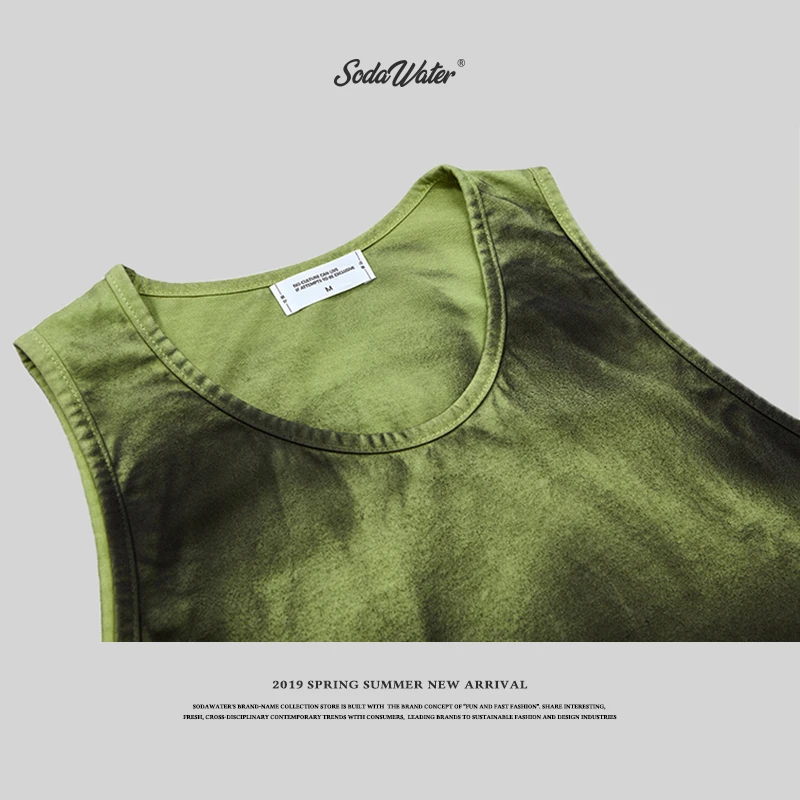 SODA WATER Harajuku men's clothing summer tie dye vest fitness sleeveless shirt cotton breathable 91315S | Мужская одежда