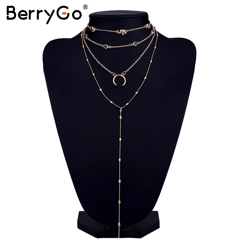 BerryGo многослойная Луна эффектные модные стили уличная золото Длинный Шик Женская