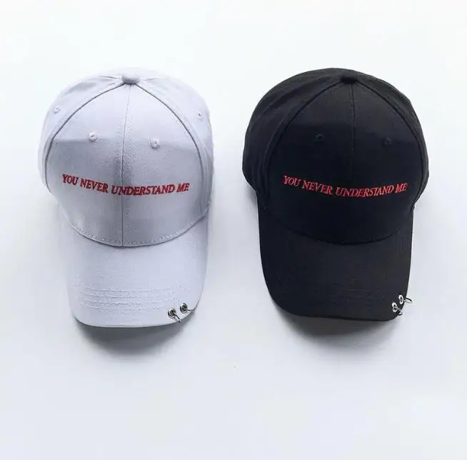 Letter You Never Understand Me Embroidery Two Metal Rings Baseball Caps | Аксессуары для одежды