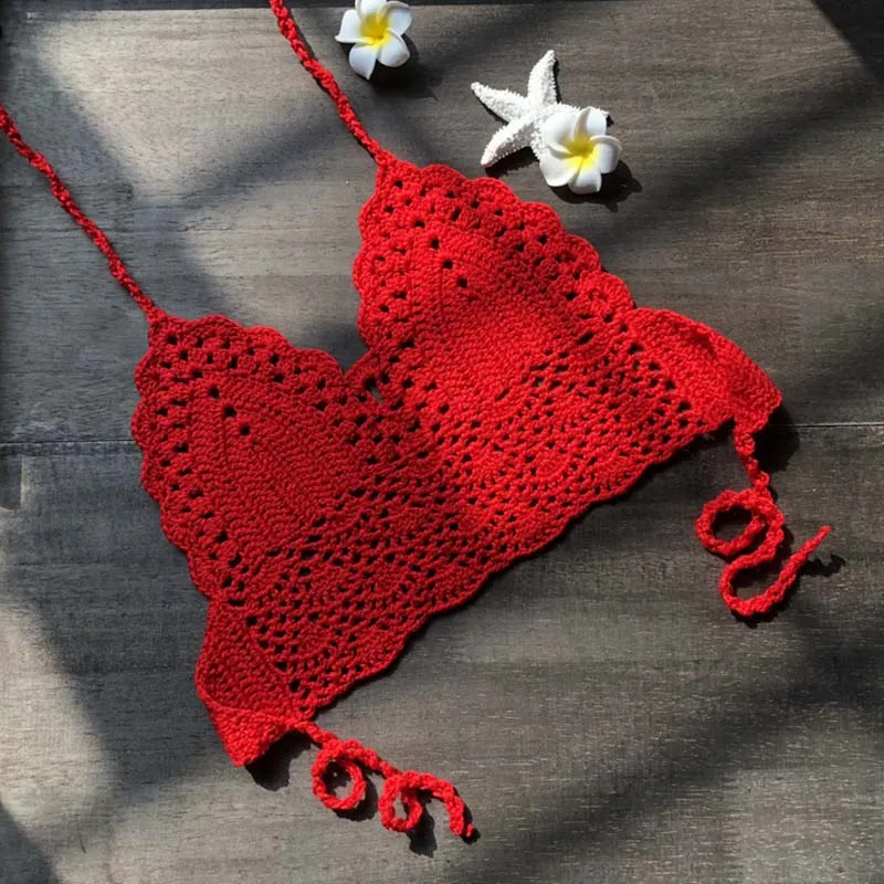 1 шт. купальник бикини Вязание сплошной цвет дышащий для пляжного отдыха FDC99|Топы|