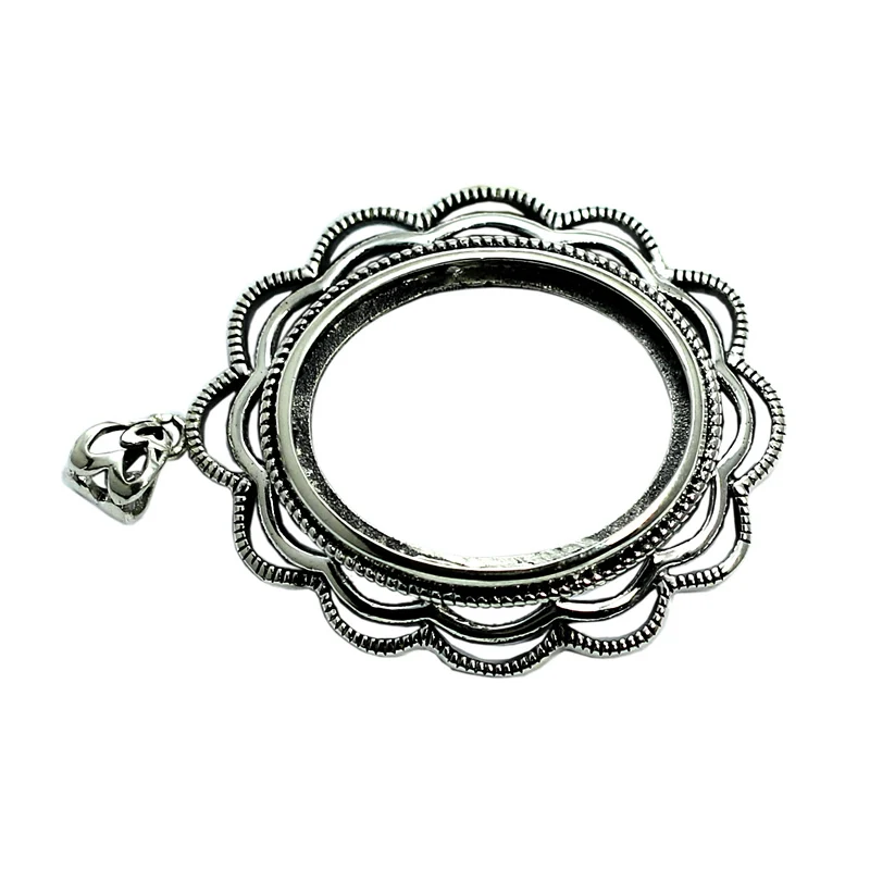 Beadsnice Wholesale Charm Pendant Thai Silver Retro Filigree Flower Bezel Jewelry Pendants Settings DIY Custom Gift ID32303 | Украшения и