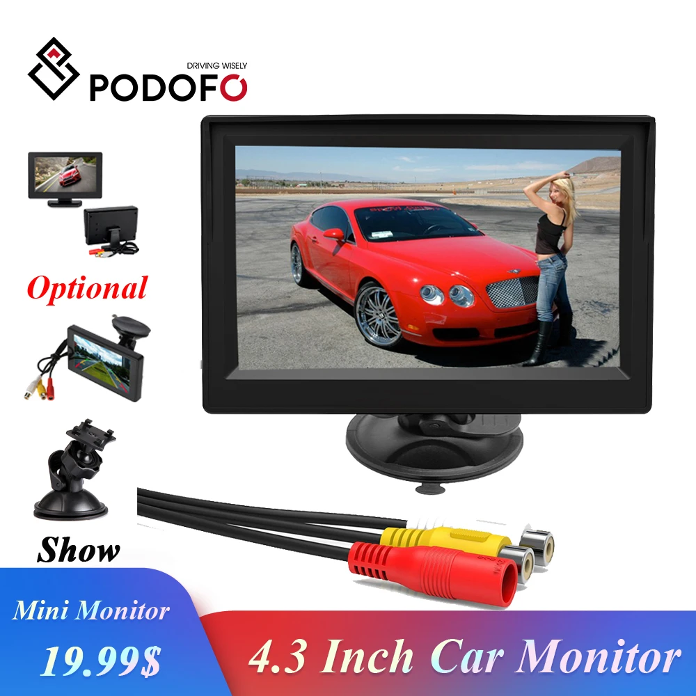 Автомобильный ЖК монитор Podofo 4 3 дюйма 2 входа для камеры заднего вида|monitor tft|auto