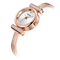 fashion megir top brand women watches luxury rose golden quartz clock rhinestone ladies bracelets strap elegant wristwatches