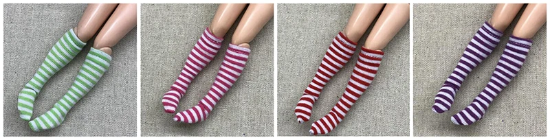 3 пары новых полосатых носков до колена Blyth для кукольной одежды аксессуары(fit Azone, Kurhn, OB, Momoko, Barbies, Blyth, 1/6 Doll