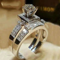mode acht hart acht pijlen zilveren kleur aaa crystal ring set voor vrouwen hoge kwaliteit ringen cz sieraden dropshipping