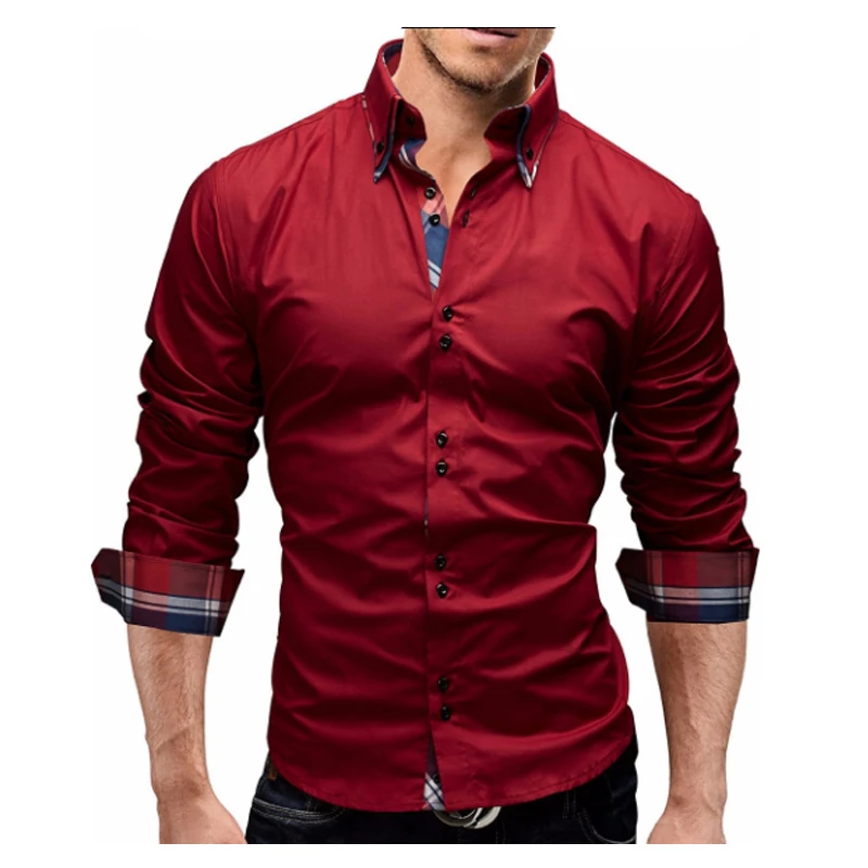 Мужская рубашка 2018 весна новый бренд бизнес Slim Fit платье мужская с длинным