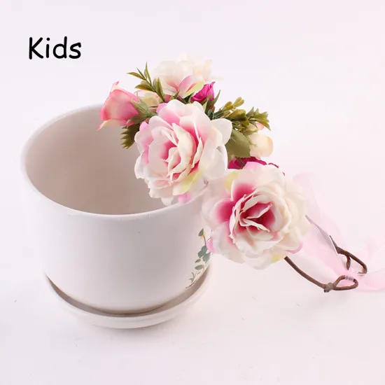 pink kids Мама и я пляж цветок корона заколка для девочек Цветок Корона мама и ребенок соответствующие венок, аксессуар для волос - Цвет: pink kids