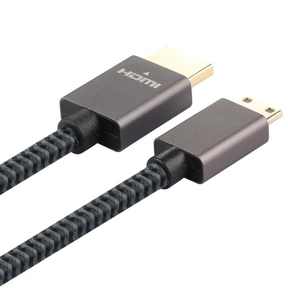 Супер тонкий нейлоновый Плетеный высокоскоростной 21-гбит/с Mini HDMI (C Male) к A Male