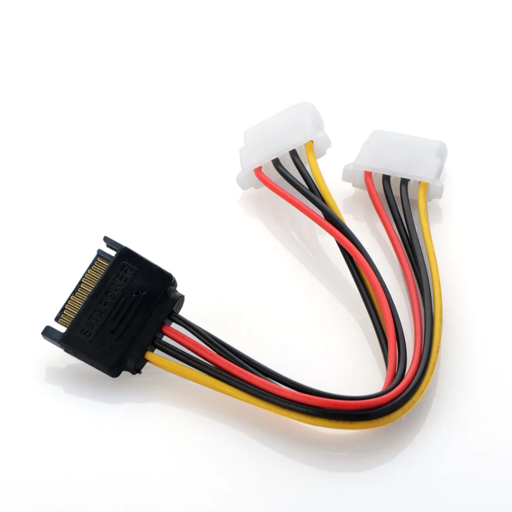 Новый 19 см кабель адаптера питания 15-контактный SATA штекер для Dual Molex 4-контактный