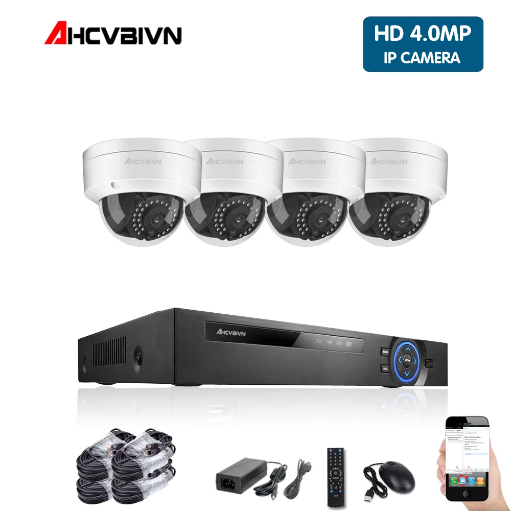 CCTV камера системы POE 4CH NVR комплект 48 В Onvif 4.0MP безопасности HD IP камера домашний уличный товары теле и видеонаблюдения