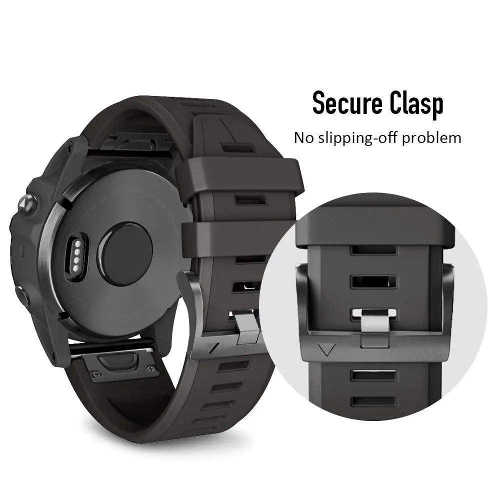Ремешок для наручных часов 22 мм быстросъемный силиконовый Garmin Fenix 5X Plus/Fenix 5 |
