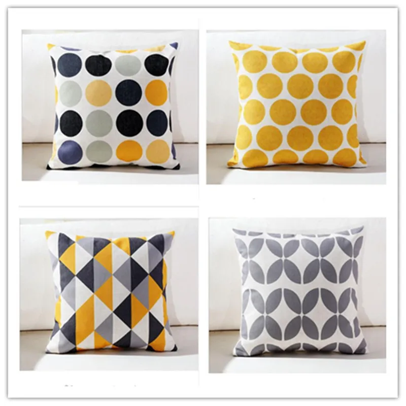 

Geometric Home Gray Pillows Case Pillow Cover Linen Cotton Throw cushion cover