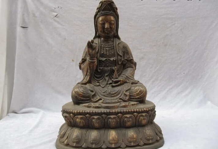 

Песня voge gem S0596 16 авиапочту Китая (China народная коллекция классический старый Бронзовый Бодхисаттва Гуань Инь статуя Будды