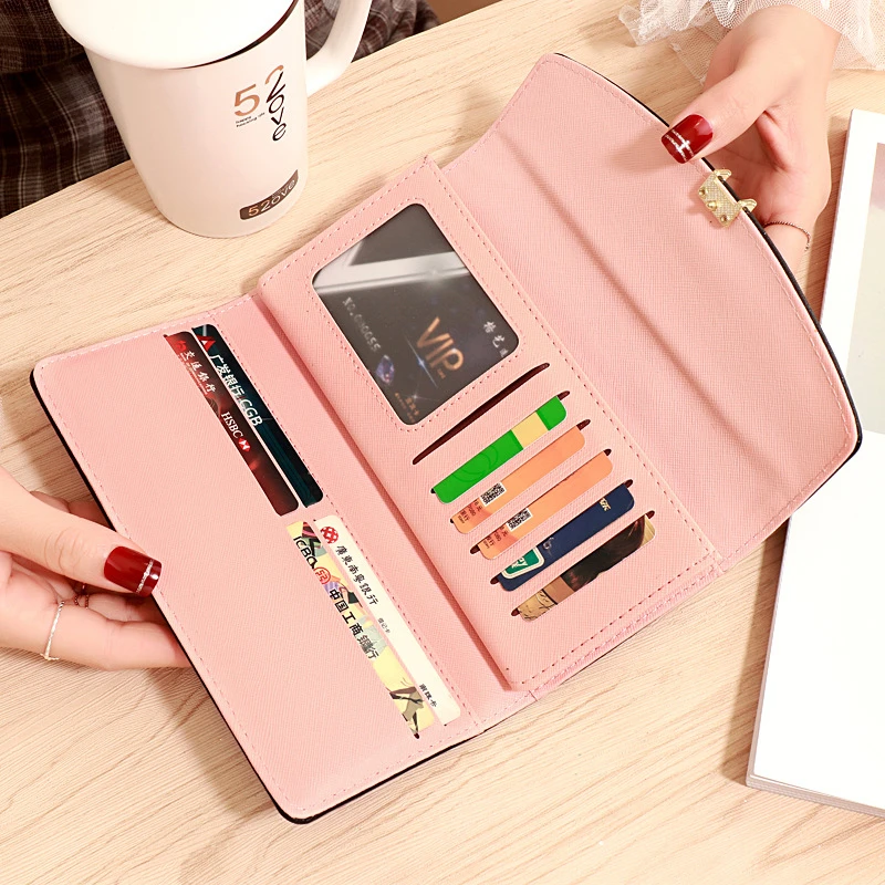 Для женщин большой кошелек с отделами 2019 новый милый простой маленький