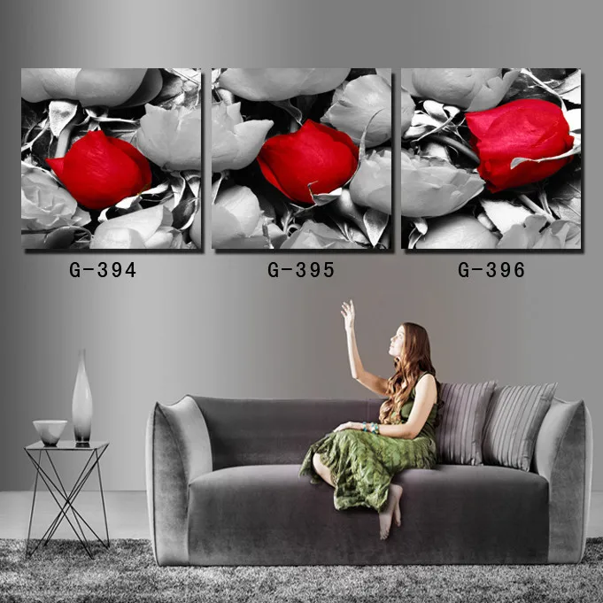 Черно белые розы Лилия Картина декоративная живопись наборы Тройная гостиная