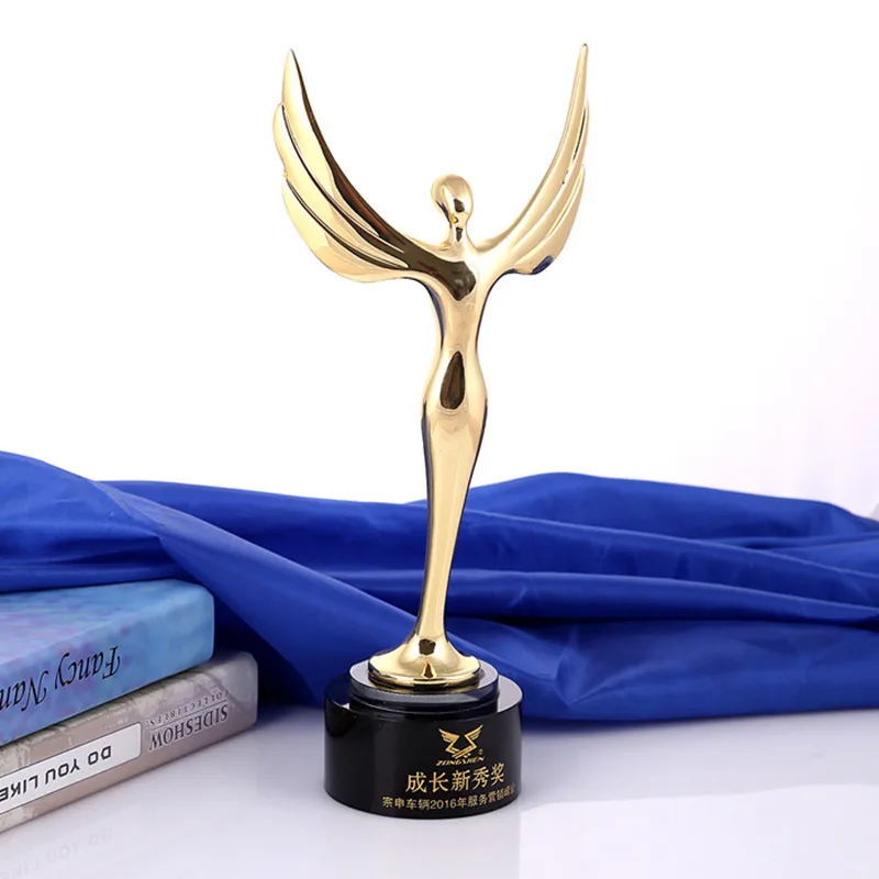 

Angel Metal Trophy With a Crystal Base Engraved Logo Or Words For Dancing Contest Award Video Music Champions Award Cup