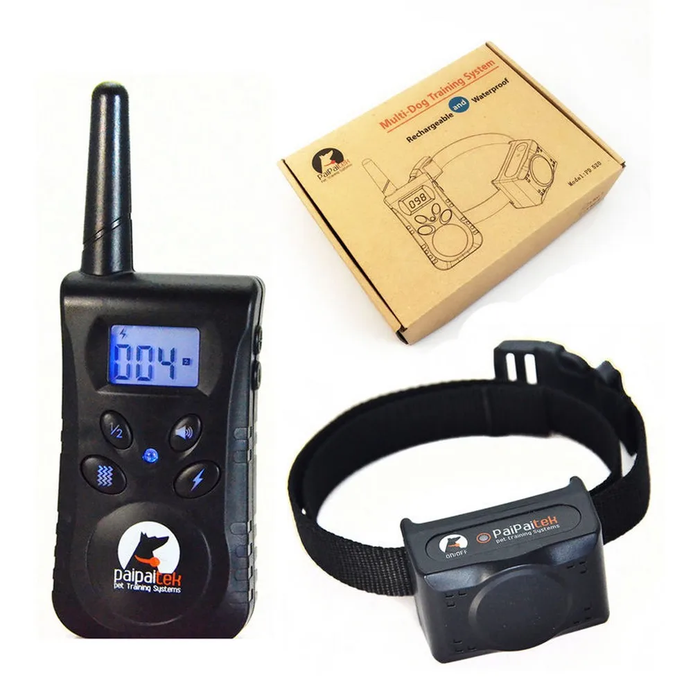 

Rechargable Blue Screen 500M Remote Vibration Static Pet Dog Training Collar Pet Dog No Bark Collar Bark Stop Collar For 1 Dog