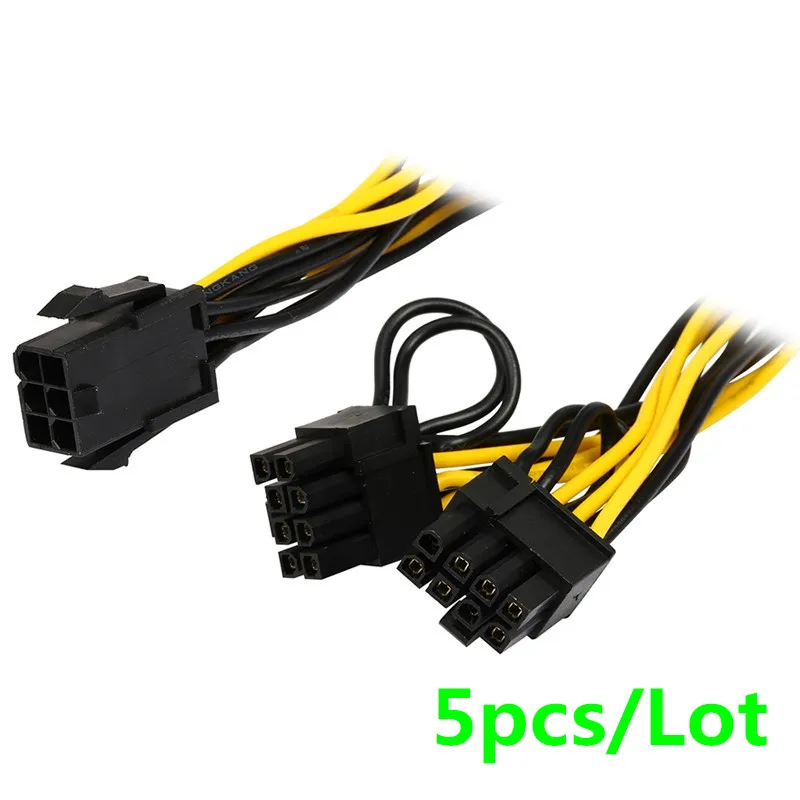 5 шт. 6 дюймов Molex 6-контактный PCI Express до 2 x PCIe 8 (6 + 2) pin Материнская плата Видеокарта