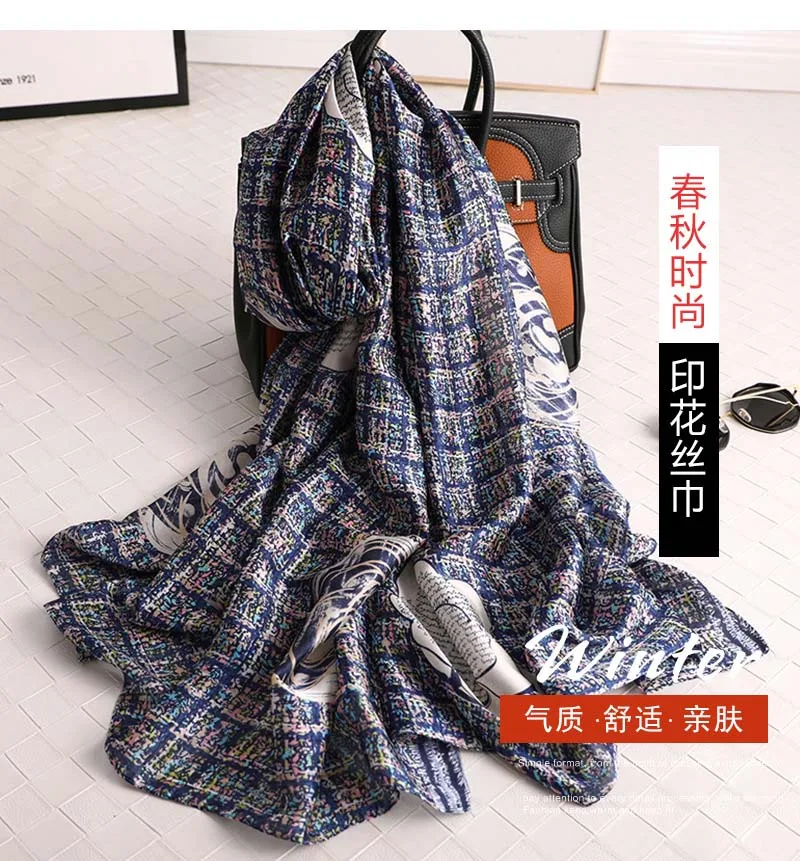 2019 Luxury Scarf Women Plaid Print Silk Shawl and Wrap Echarpe Summer Scarves For Ladies New Bandana Muslim Hijab |