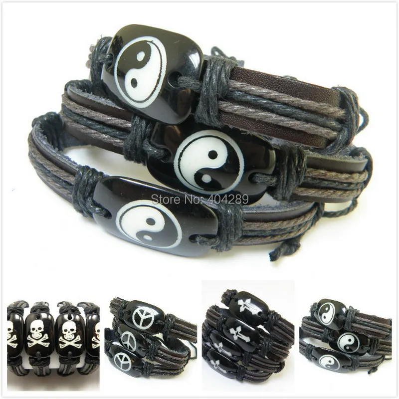 Кожаный браслет ручной работы с головой волка ID 1 шт.|id bracelet|leather banglewolf bangle |