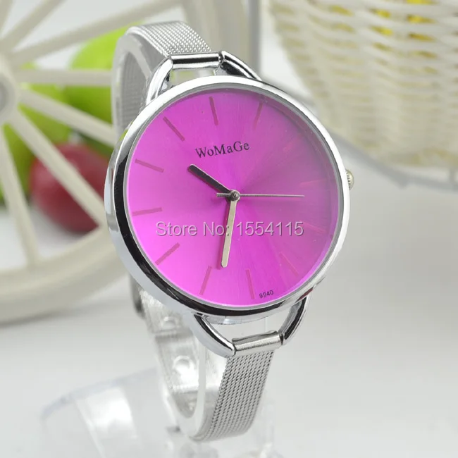 50 шт./лот лидер продаж серебряный тонкий стальной ремешок женские кварцевые часы