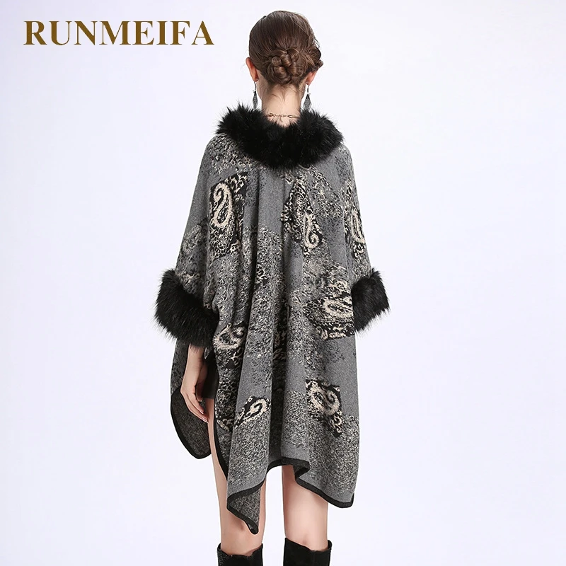RUNMEIFA 2018 новые модные женские осенние и зимние Пейсли лисий мех воротника шерсть